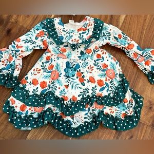 Marie Nicole Dress floral print, orange/green, XXS